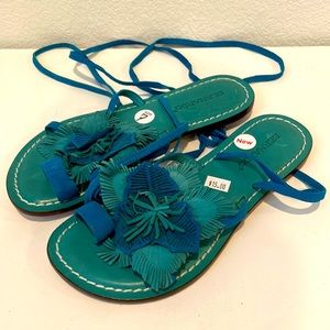 Bernardo lace up blue green sandals size 7